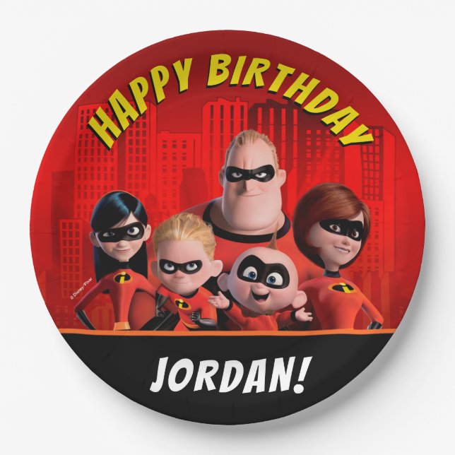 The Incredibles Family Birthday Paper Plates (Front)
