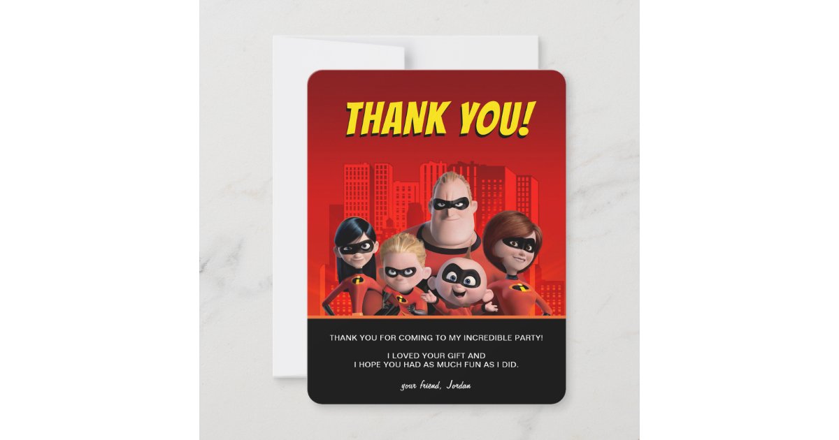 The Incredibles Family Birthday Thank You | Zazzle