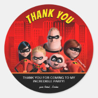 The Incredibles Family Birthday Thank You Classic Round Sticker