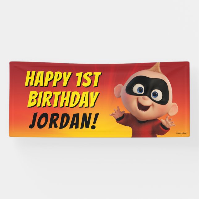 The Incredibles Family First Birthday Banner (Horizontal)