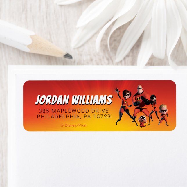 The Incredibles Family First Birthday Label (Insitu)