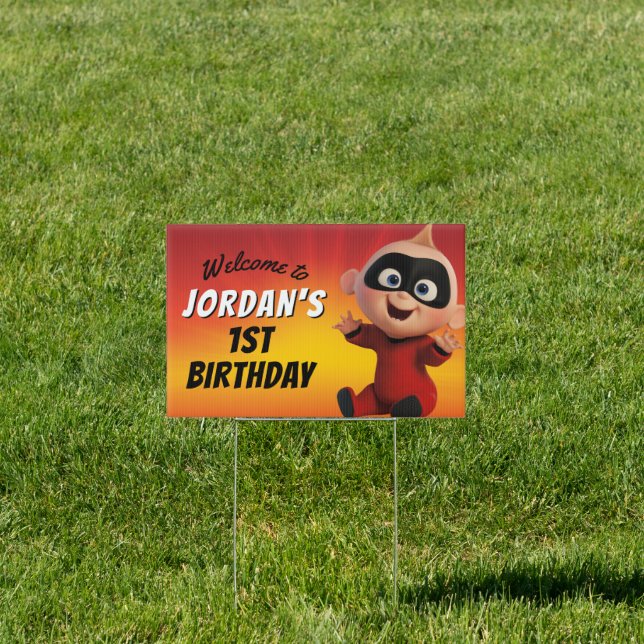 The Incredibles Family First Birthday Sign (Insitu)