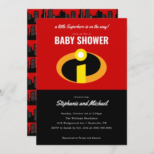 The Incredibles Logo Superhero Baby Shower Invitation