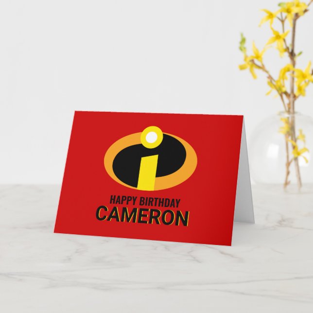 The Incredibles Logo Superhero Birthday Card (Yellow Flower)