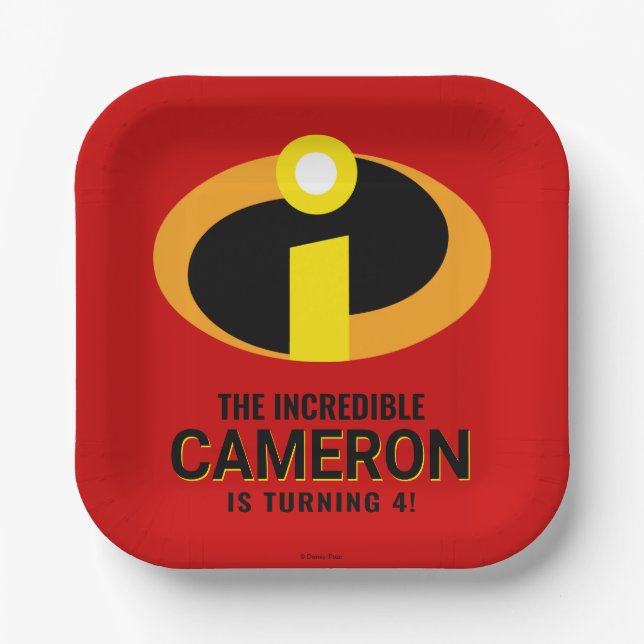 The Incredibles Logo Superhero Birthday Paper Plates (Front)
