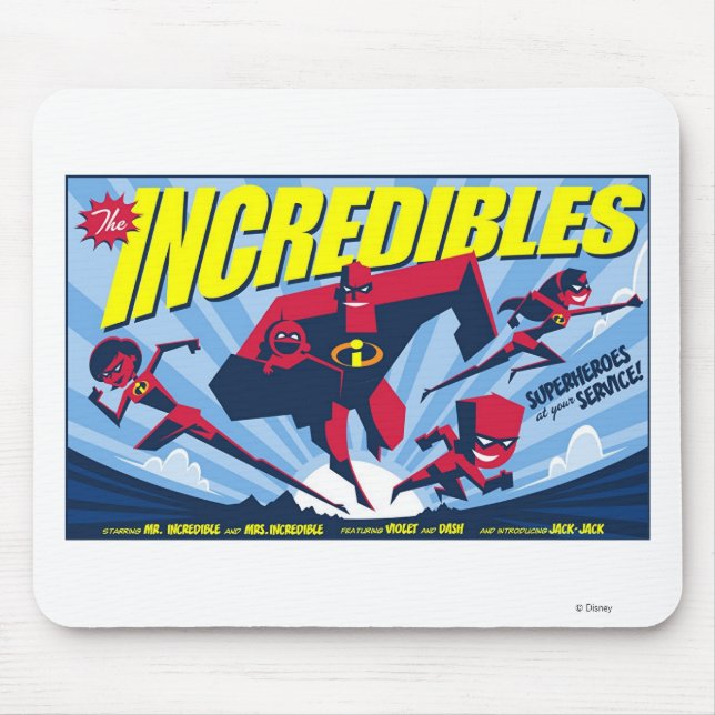 The Incredibles movie poster Disney Mouse Pad (Front)