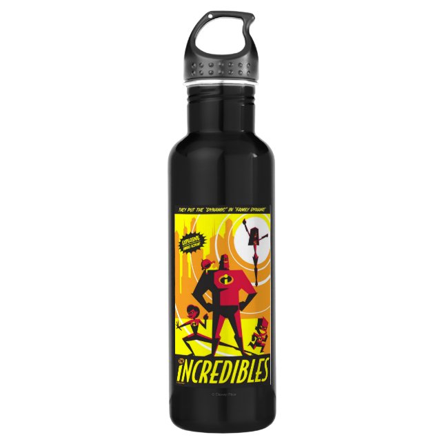 The Incredibles Poster Art Disney Stainless Steel Water Bottle (Front)