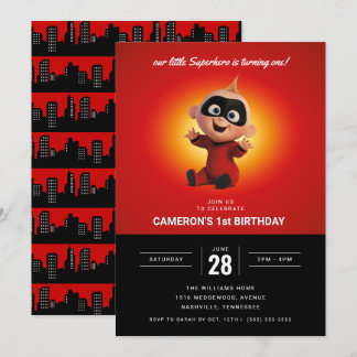 The Incredibles Superhero 1st Birthday Invitation
