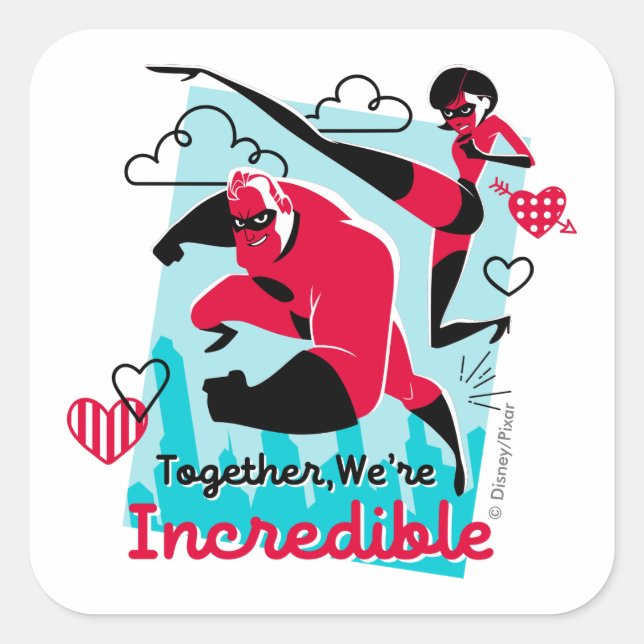 The Incredibles | We're Incredible Valentine Square Sticker (Front)