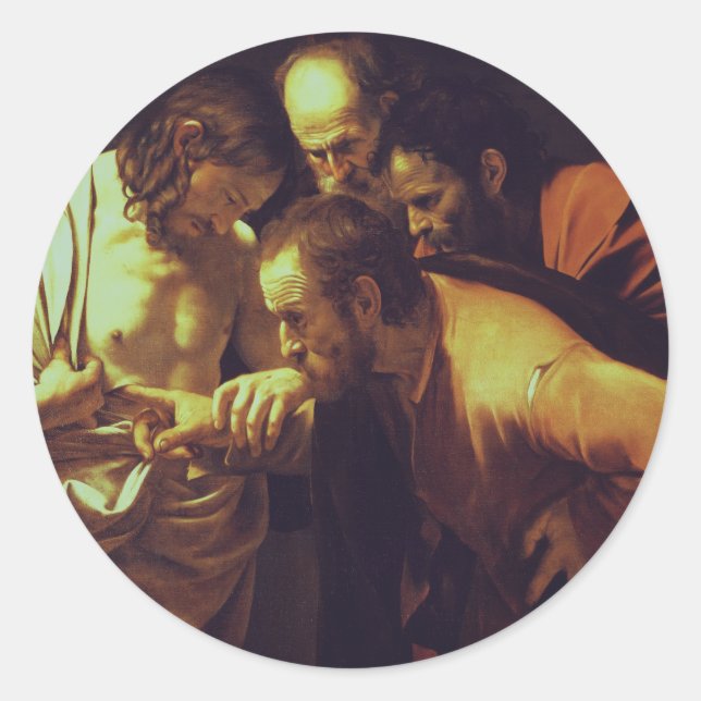 The Incredulity of Saint Thomas by Caravaggio Classic Round Sticker (Front)
