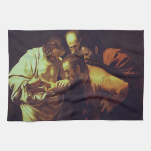 The Incredulity of Saint Thomas by Caravaggio Kitchen Towel