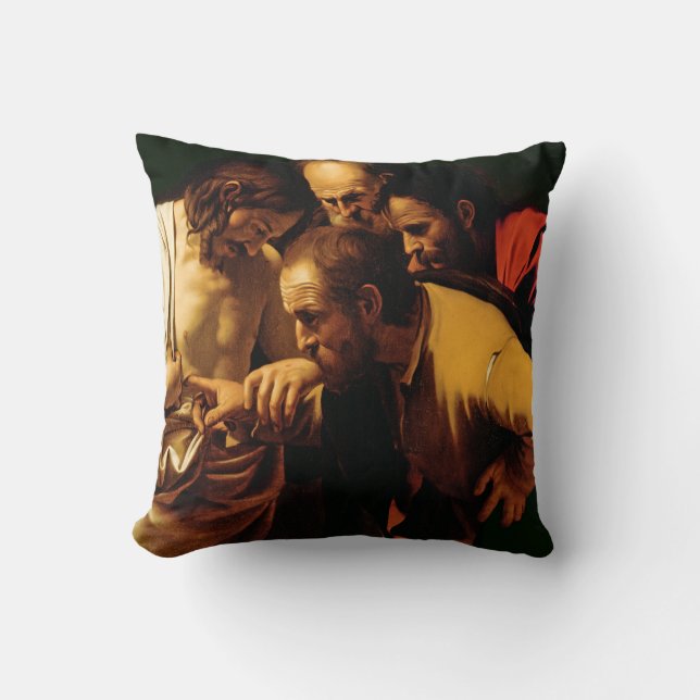 The Incredulity of St. Thomas, 1602-03 Throw Pillow (Front)