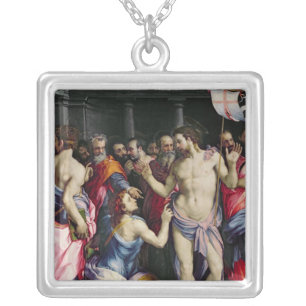 The Incredulity of St. Thomas, c.1547 Silver Plated Necklace