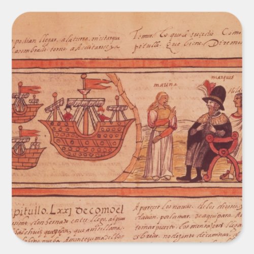 The Indian princess Malinche or Dona Marina Square Sticker