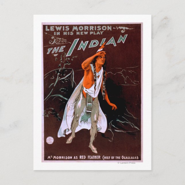 "The Indian" - Red Feather, Chief of the Postcard (Front)