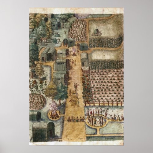The Indian village of Secoton c1570_80 Poster