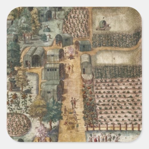 The Indian village of Secoton c1570_80 Square Sticker