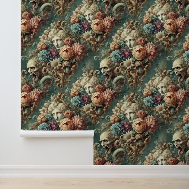 The Infernal Motorcade – Gothic Floral Design Wallpaper (Application)