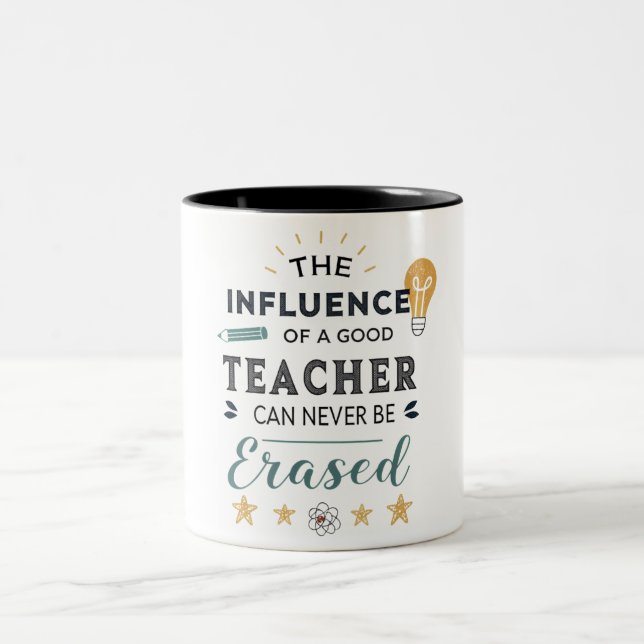 The Influence Of A Good Teacher Can Never Be Erase Two-Tone Coffee Mug (Center)