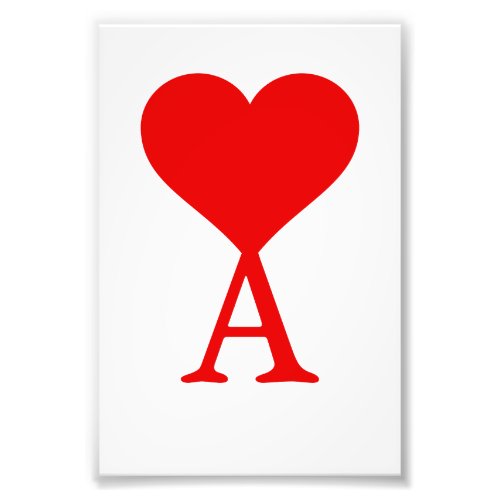 The initial A with a big red heart Photo Print