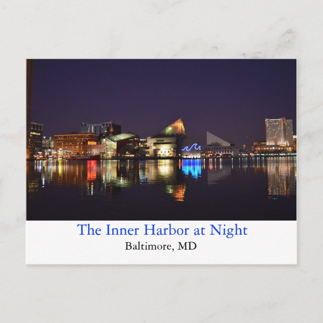The Inner Harbor at Night Postcard (Front)