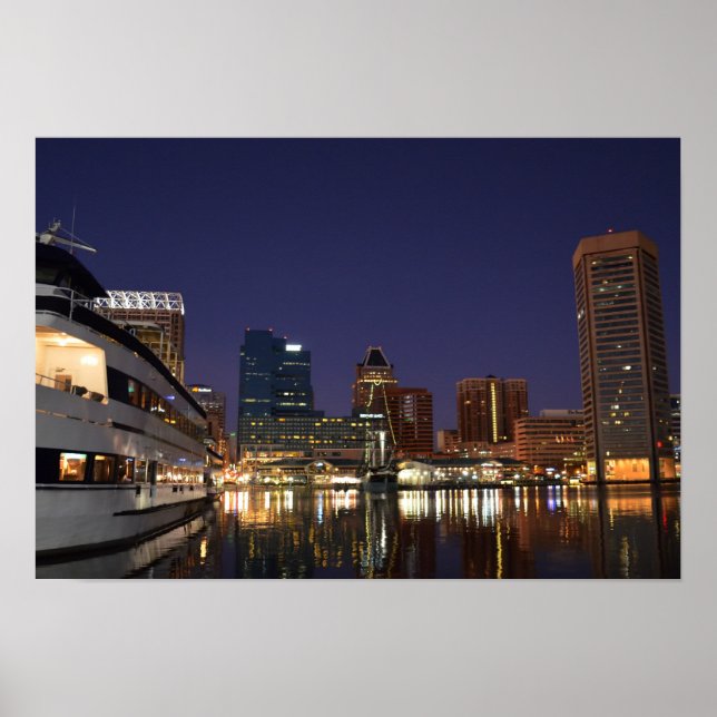 The Inner Harbor at Night Poster (Front)