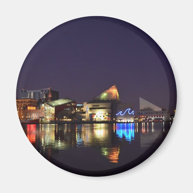 The Inner Harbor of Baltimore at Night Magnet (Front)