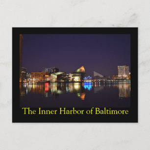 The Inner Harbor of Baltimore at Night Postcard