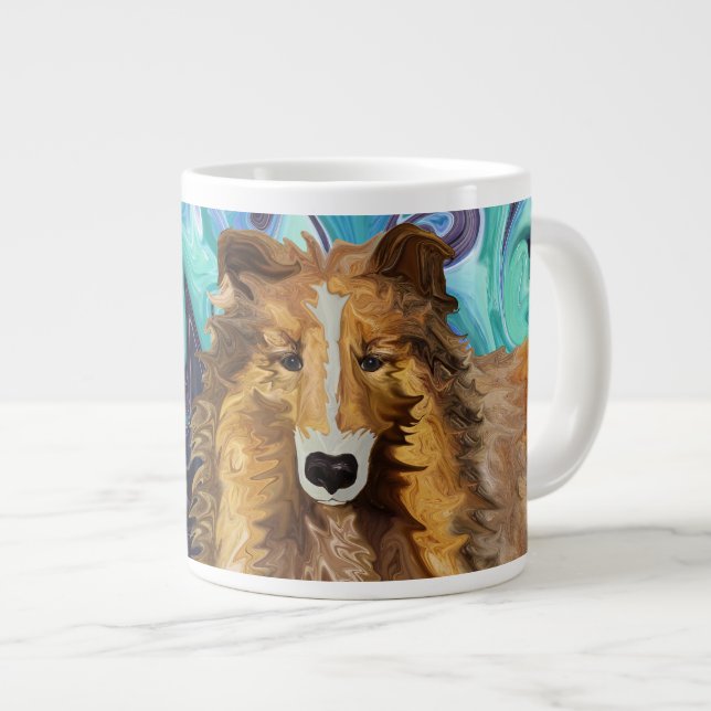 The Inquisitive Collie of the Psychedelic Dog Para Large Coffee Mug (Front Right)
