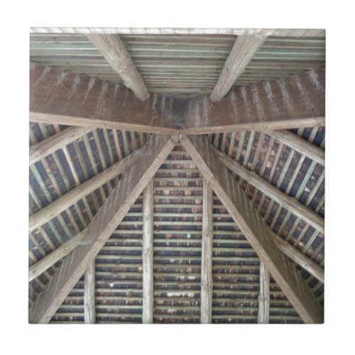 The inside of a wooden roof ceramic tile