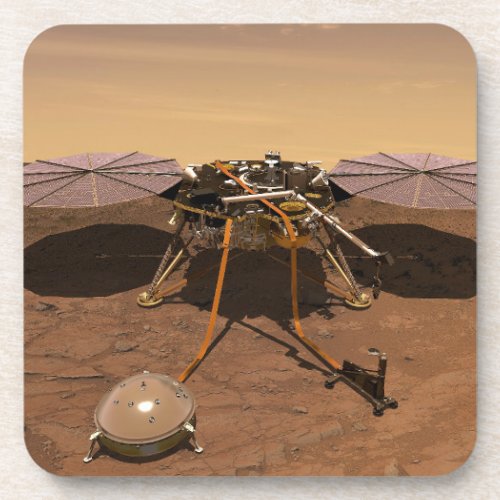 The Insight Lander Operating On Surface Of Mars Beverage Coaster