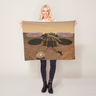 The Insight Lander Operating On Surface Of Mars. Fleece Blanket