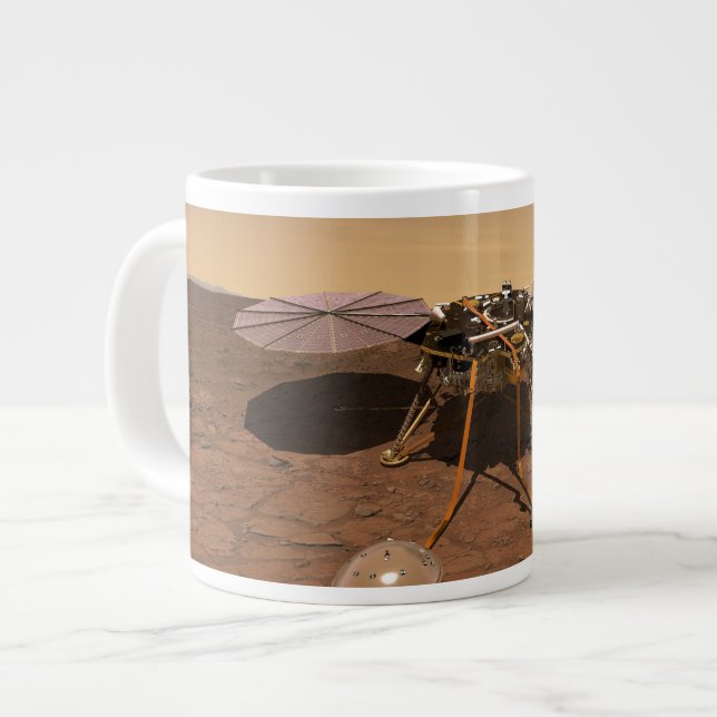 The Insight Lander Operating On Surface Of Mars. Giant Coffee Mug (Front Left)