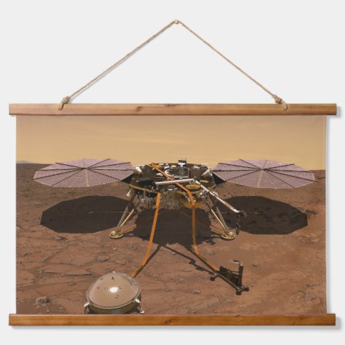 The Insight Lander Operating On Surface Of Mars Hanging Tapestry