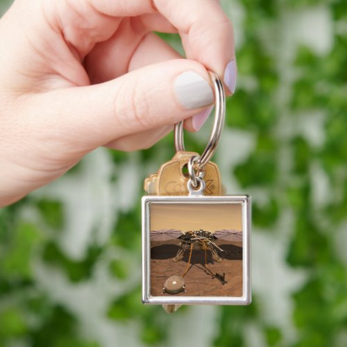 The Insight Lander Operating On Surface Of Mars Keychain