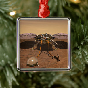 The Insight Lander Operating On Surface Of Mars. Metal Ornament