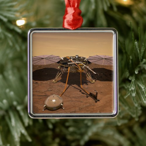The Insight Lander Operating On Surface Of Mars Metal Ornament