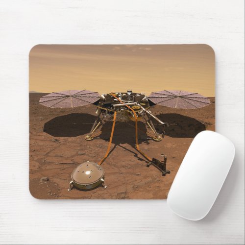 The Insight Lander Operating On Surface Of Mars Mouse Pad