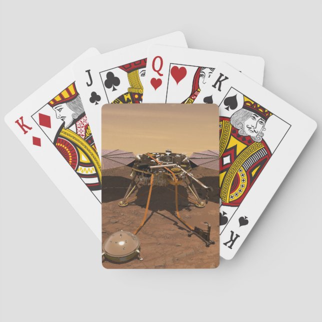 The Insight Lander Operating On Surface Of Mars. Poker Cards (Back)