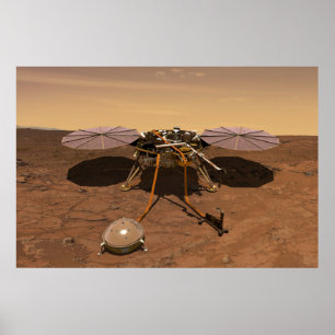 The Insight Lander Operating On Surface Of Mars. Poster
