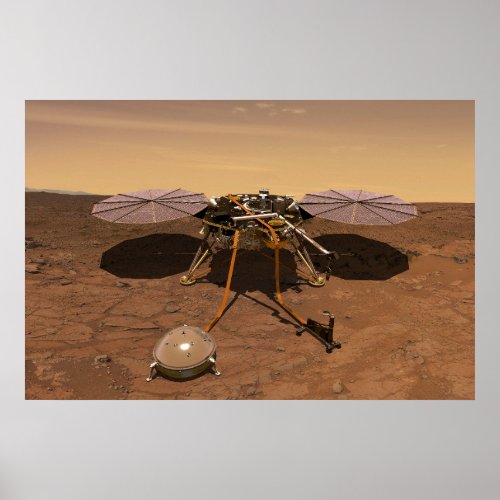 The Insight Lander Operating On Surface Of Mars Poster