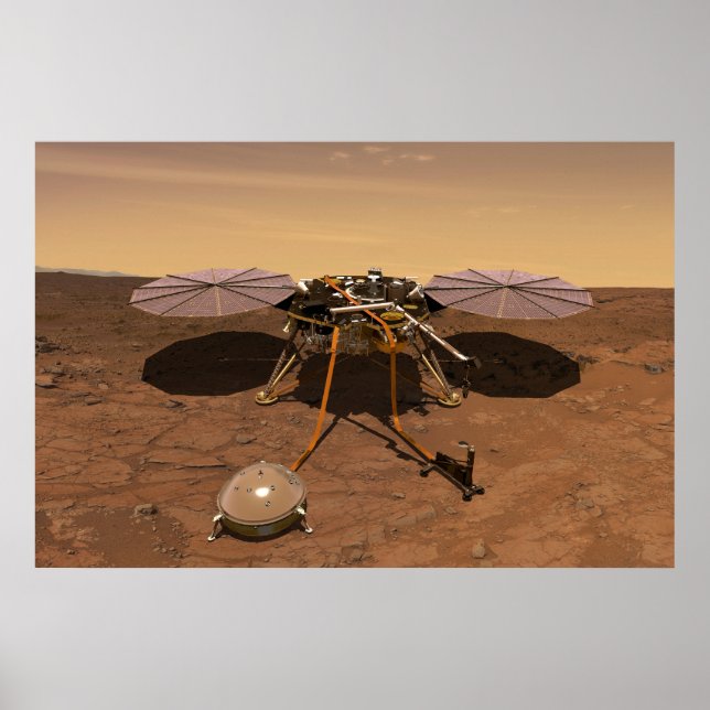 The Insight Lander Operating On Surface Of Mars. Poster (Front)