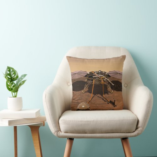 The Insight Lander Operating On Surface Of Mars Throw Pillow