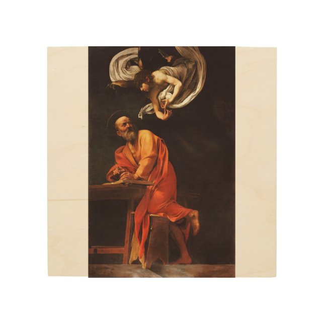 The Inspiration of Saint Matthew, Caravaggio Wood Wall Art (Front)