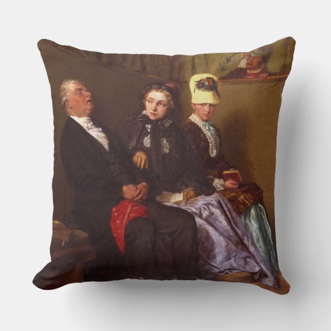 The Inspiring Sermon (oil on canvas) Throw Pillow (Front)