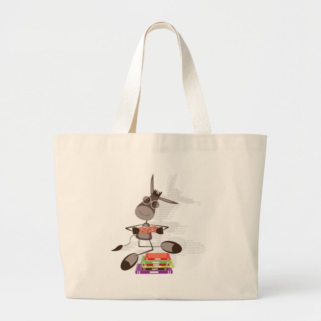 The Intellectual Donkey reading Large Tote Bag (Front)