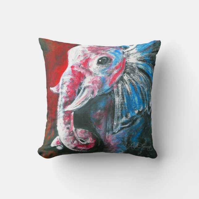 The Intelligent Elegant Elephant Throw Pillow (Front)