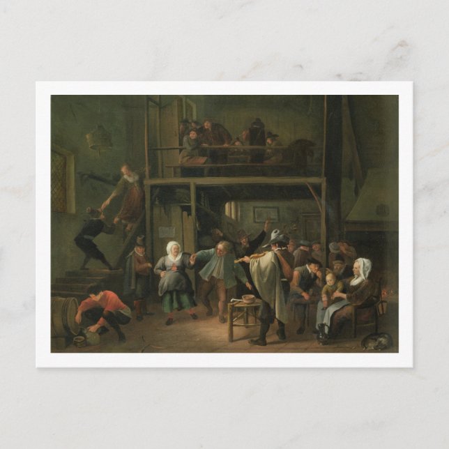The Interior of a Tavern with a Couple Dancing to Postcard (Front)