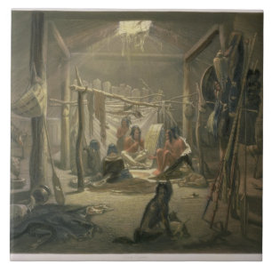 The Interior of the Hut of a Mandan Chief, plate 1 Tile