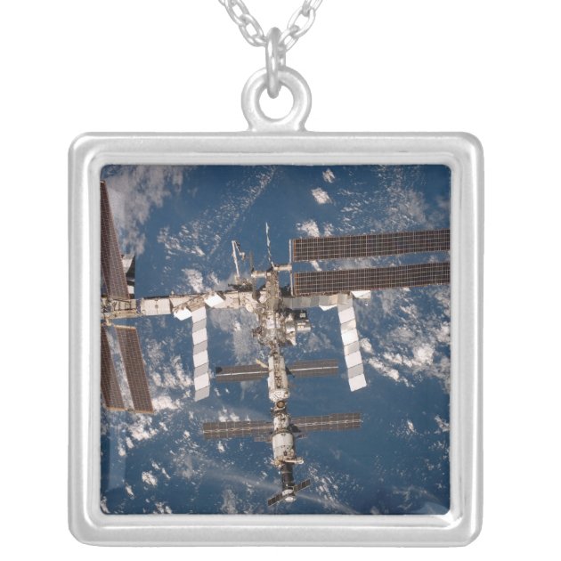 The International Space Station 15 Silver Plated Necklace | Zazzle